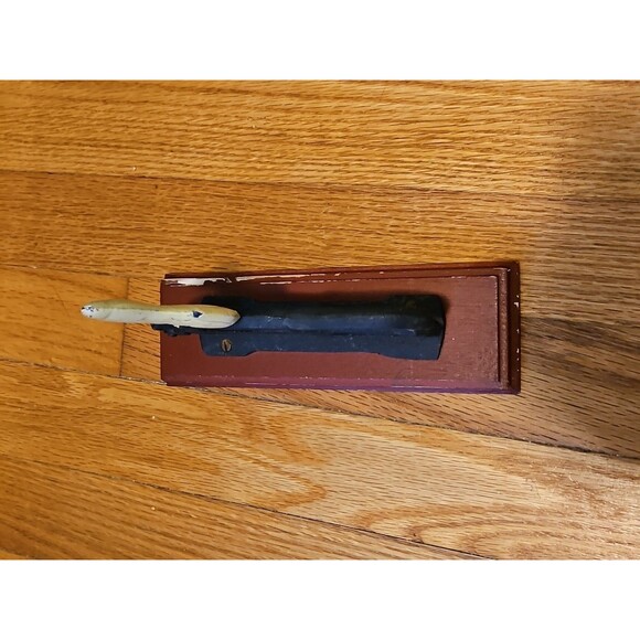 Vintage Cast Iron White Cat Nutcracker On Wooden Base - Picture 5 of 12